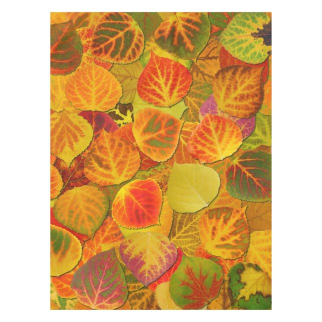 Aspen Leaves Collage Solid Medley 1 Tablecloth (Front)