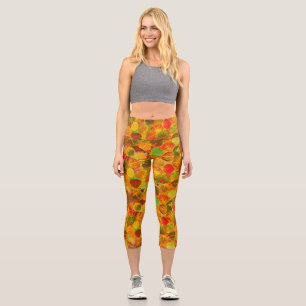 Aspen Leaves collage solid medley seamless 1 Capri Leggings