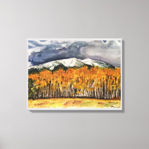 Aspen Mountains Watercolor Print Canvas 24x18