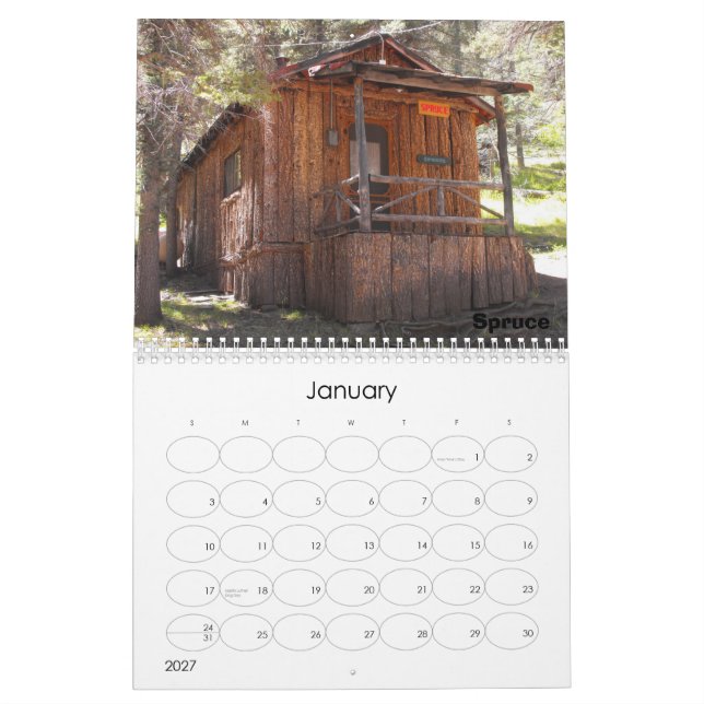 Aspen Park Cabins Calendar (Jan 2027)