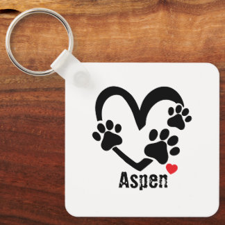 Aspen Puppy Love I Love My Dog Personalised Key Ring