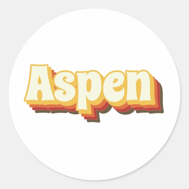 Aspen Retro Vintage Text Classic Round Sticker (Front)