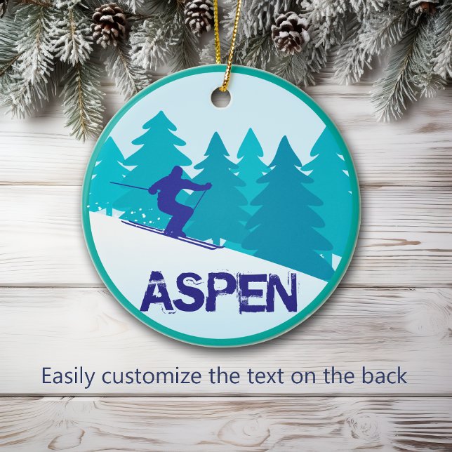 Aspen Ski Circle Personalised Ceramic Tree Decoration (Creator Uploaded)