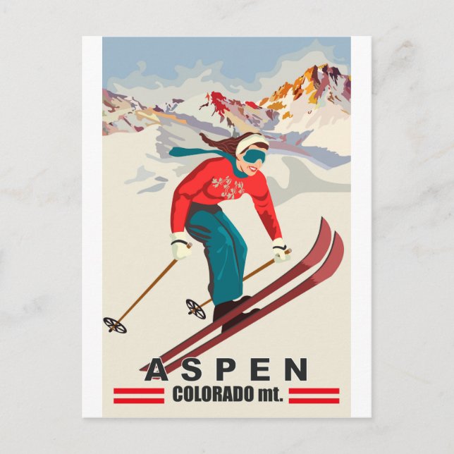 Aspen Ski, Colorado Mountains Postcard (Front)