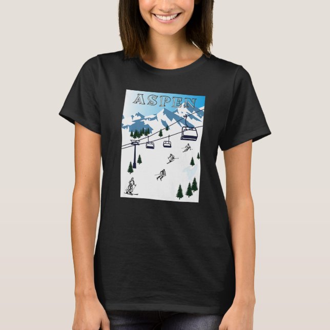 Aspen Ski Rocky Mountains Winter Sports Ski Rescue T-Shirt (Front)