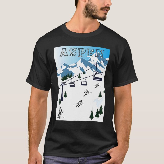 Aspen Ski Rocky Mountains Winter Sports Ski Rescue T-Shirt (Front)