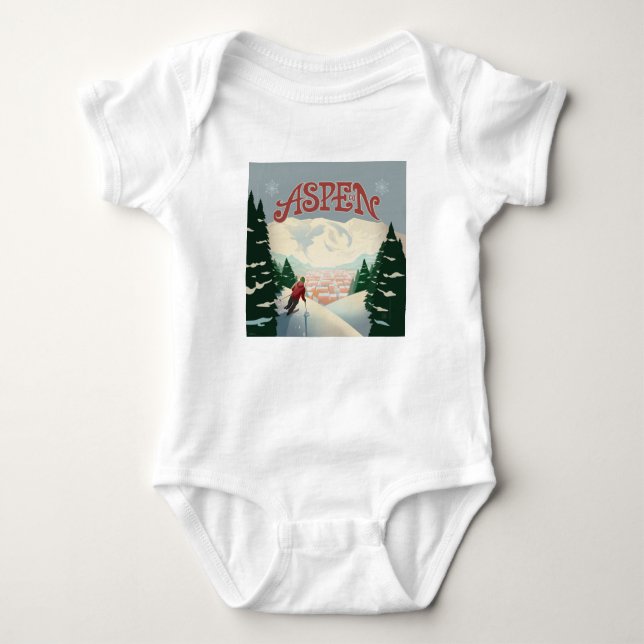 Aspen Skier | Colorado Baby Bodysuit (Front)