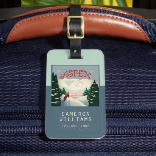 Aspen Skier   Colorado Luggage Tag