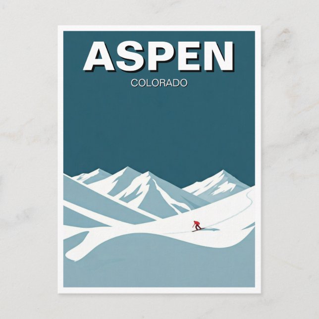 Aspen Skier Skiing Postcard (Front)
