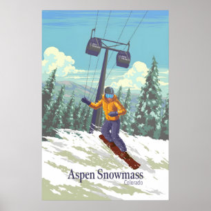 Aspen Snowmass Colorado Snowboard Ski Resort Poster