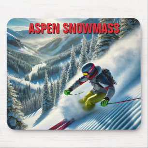 Aspen Snowmass Skier Skiing Mouse Pad