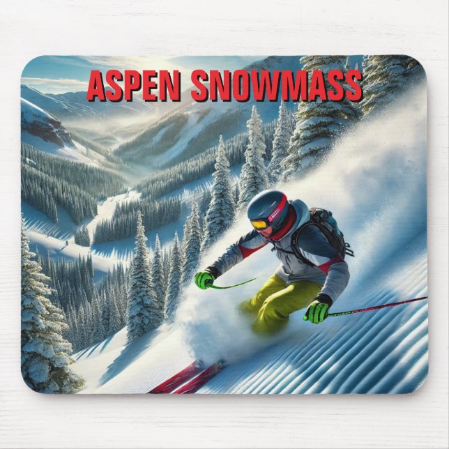 Aspen Snowmass Skier Skiing Mouse Pad (Front)