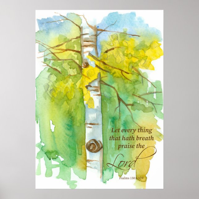 Aspen Tree Bible Scripture Psalms 150 Autumn Poster (Front)