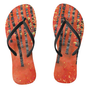 Aspen Tree Forest Abstract Red Landscape Thongs