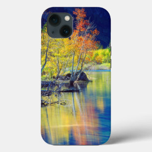 Aspen tree in autumn reflecting in Grant Lake iPhone Case