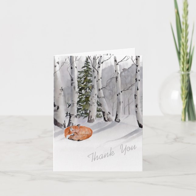 Aspen trees and sleeping fox card (Front)