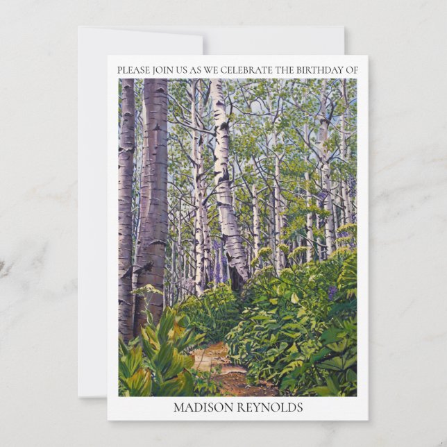 Aspen Trees in Colorado Birthday Invitation (Front)