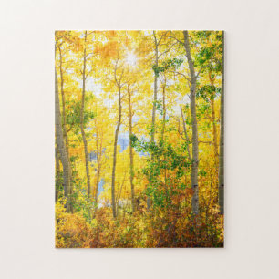 Aspen Trees In Fall Sierra Nevada Mountains, CA Jigsaw Puzzle