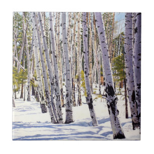 Aspen Trees in the Forest Ceramic Tile