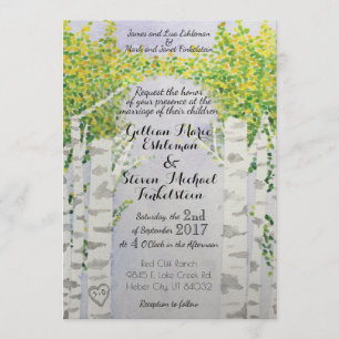 Aspen Trees Nature Watercolor Wedding Invitations