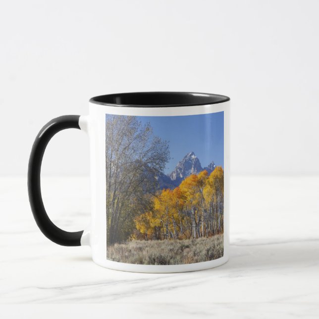 Aspen trees with the Teton mountain range Mug (Left)