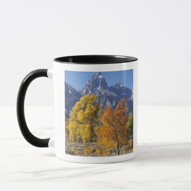 Aspen trees with the Teton mountain range Mug (Left)