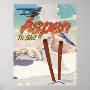 Aspen USA Vintage ski travel poster
