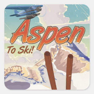 Aspen USA Vintage ski travel poster Square Sticker