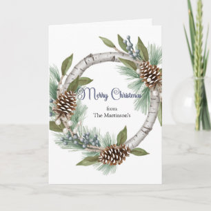 Aspen Wreath with Pinecones Christmas Card