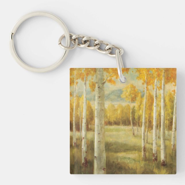 Aspens in Autumn Key Ring (Front)