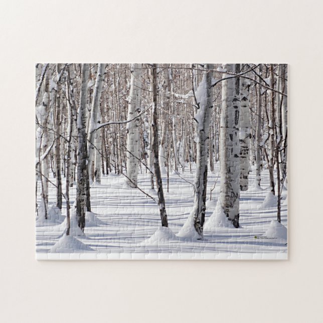Aspens Trunks & Snow Blend Photograph Jigsaw Puzzle (Horizontal)