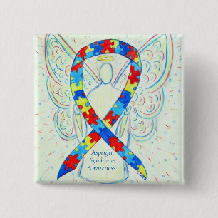 Asperger Syndrome Angel Puzzle Ribbon Pins