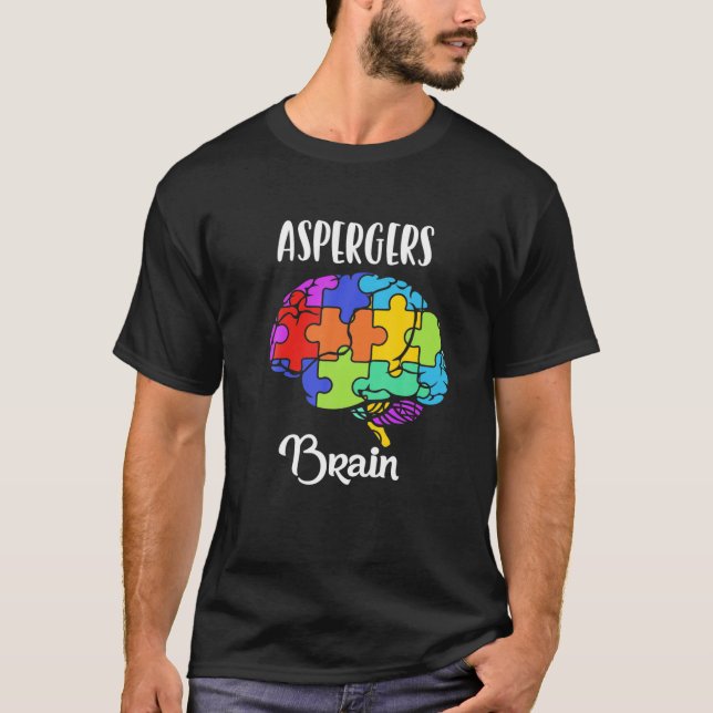 Aspergers Syndrome - Brain Puzzle Pieces Rainbow T-Shirt (Front)