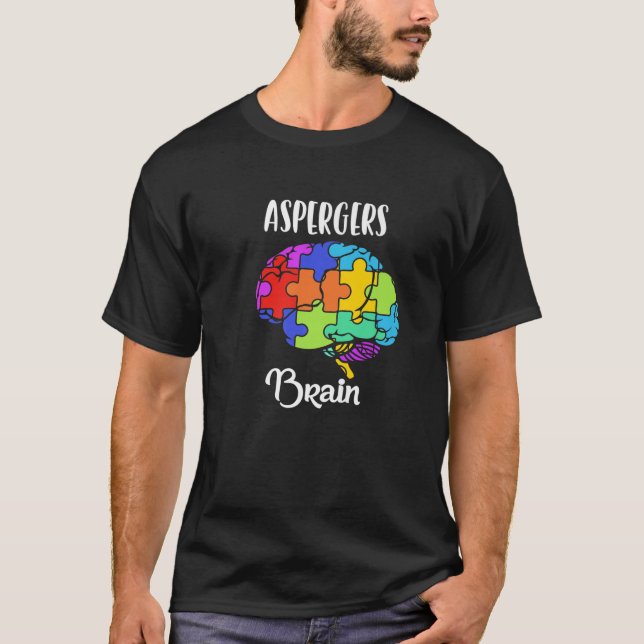 Aspergers Syndrome - Brain Puzzle Pieces Rainbow T-Shirt (Front)