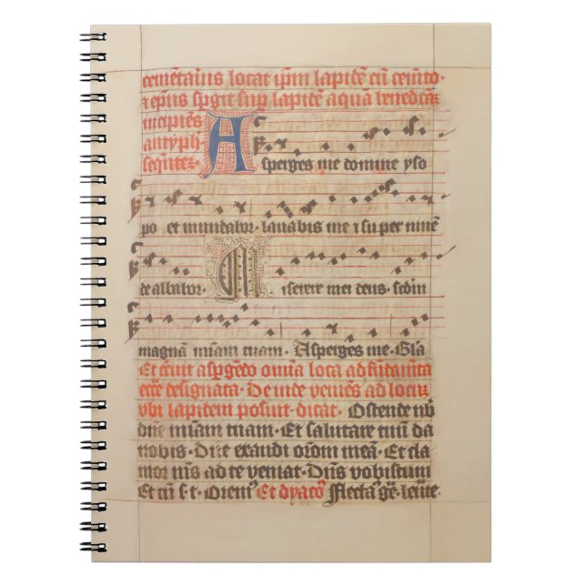 Asperges me - Gregoriant Chant Mediaeval Manuscrip Notebook (Front)