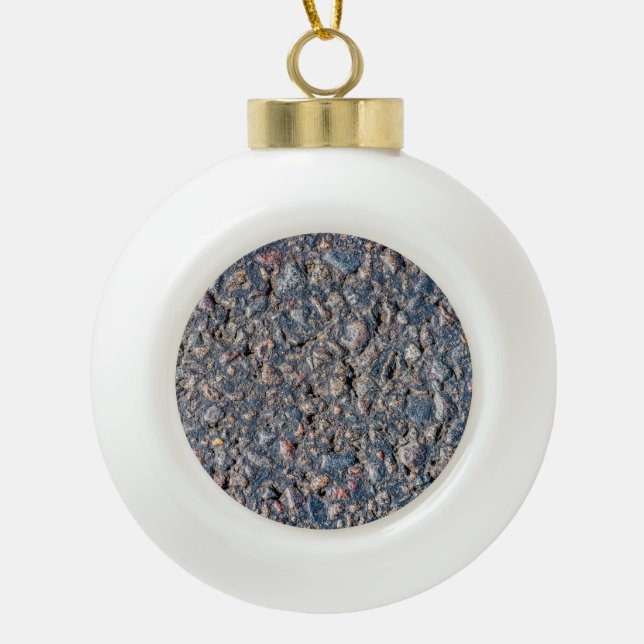 Asphalt and pebbles texture ceramic ball christmas ornament (Front)