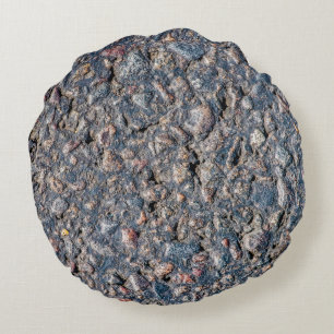 Asphalt and pebbles texture round cushion