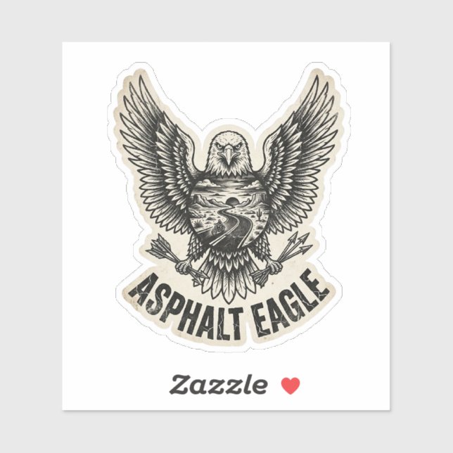 Asphalt Eagle Desert Road Biker Sticker (Sheet)