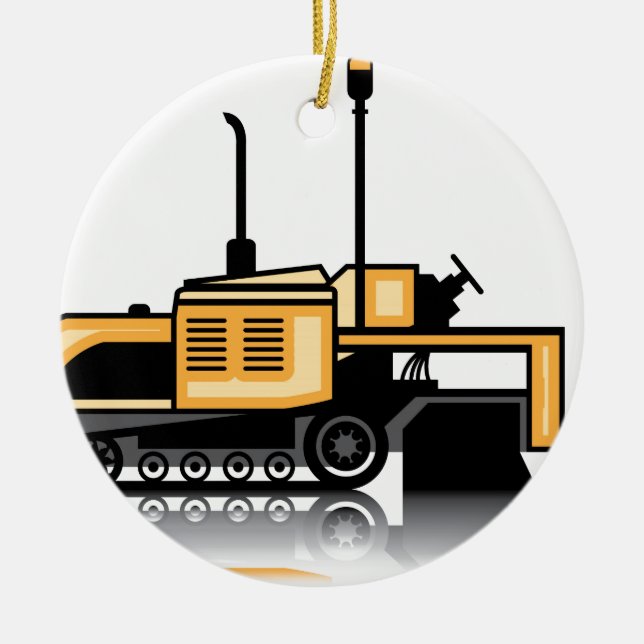 Asphalt paver vector ceramic ornament (Front)