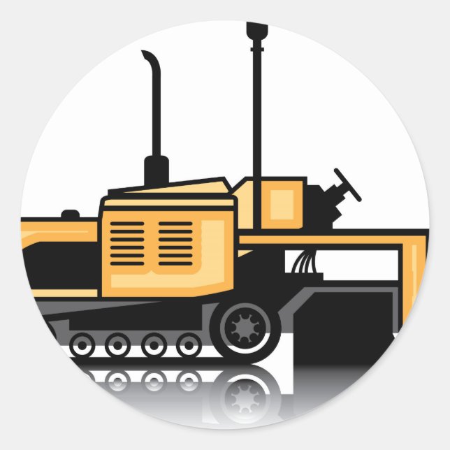 Asphalt paver vector classic round sticker (Front)