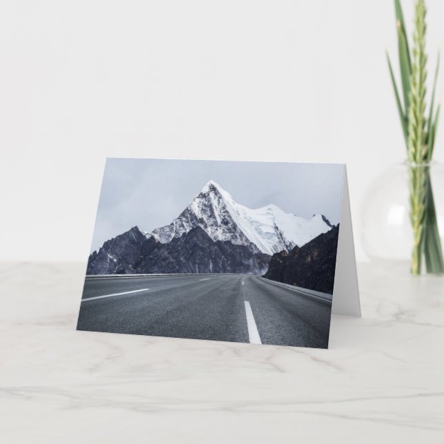 Asphalt Road in front of Snow Mountain Card (Front)