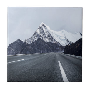 Asphalt Road in front of Snow Mountain Ceramic Tile