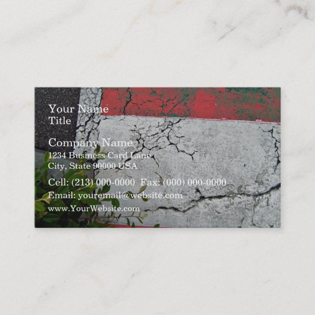 Asphalt road with white and red bars business card (Front)