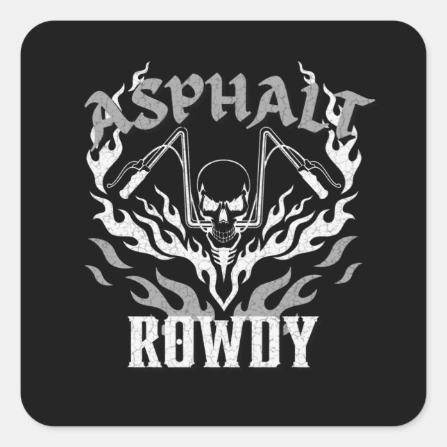 Asphalt Rowdy Motorcycle Biker Skull Tribal Flame Square Sticker (Front)
