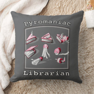 Asphalt Square Sketched Pyromaniac Librarian Cushion