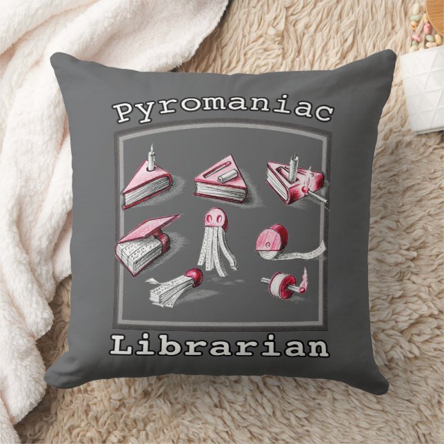Asphalt Square Sketched Pyromaniac Librarian Cushion (Blanket)