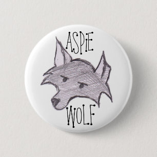 Aspie Wolf Button