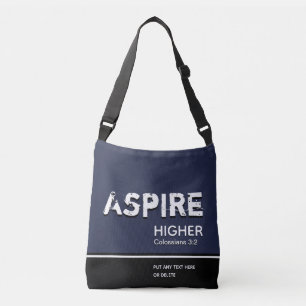 ASPIRE HIGHER Inspirational Christian NAVY Crossbody Bag