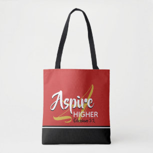 ASPIRE HIGHER Inspirational Scripture Christian Tote Bag