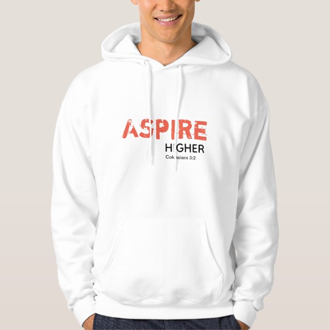 ASPIRE HIGHER Inspire Christian WHITE Hoodie (Front)